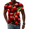 Summer Round Neck 3D Fun Fruit Pattern Print Top Fashionable Casual Short Sleeved Men's T-shirts