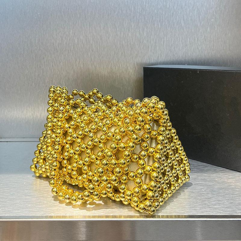 Handmade Bead Bag, High-end Sense, Retro Shiny Woven Chain Women's Crossbody Bag