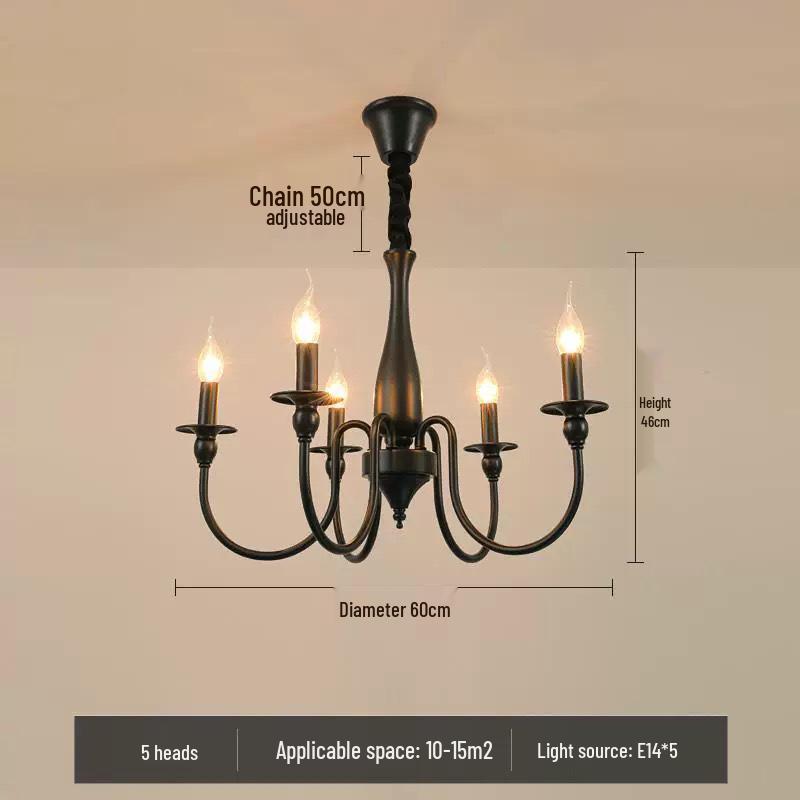 American Vintage Wrought Iron Chandelier for Living Room, Dining Room, or Bedroom