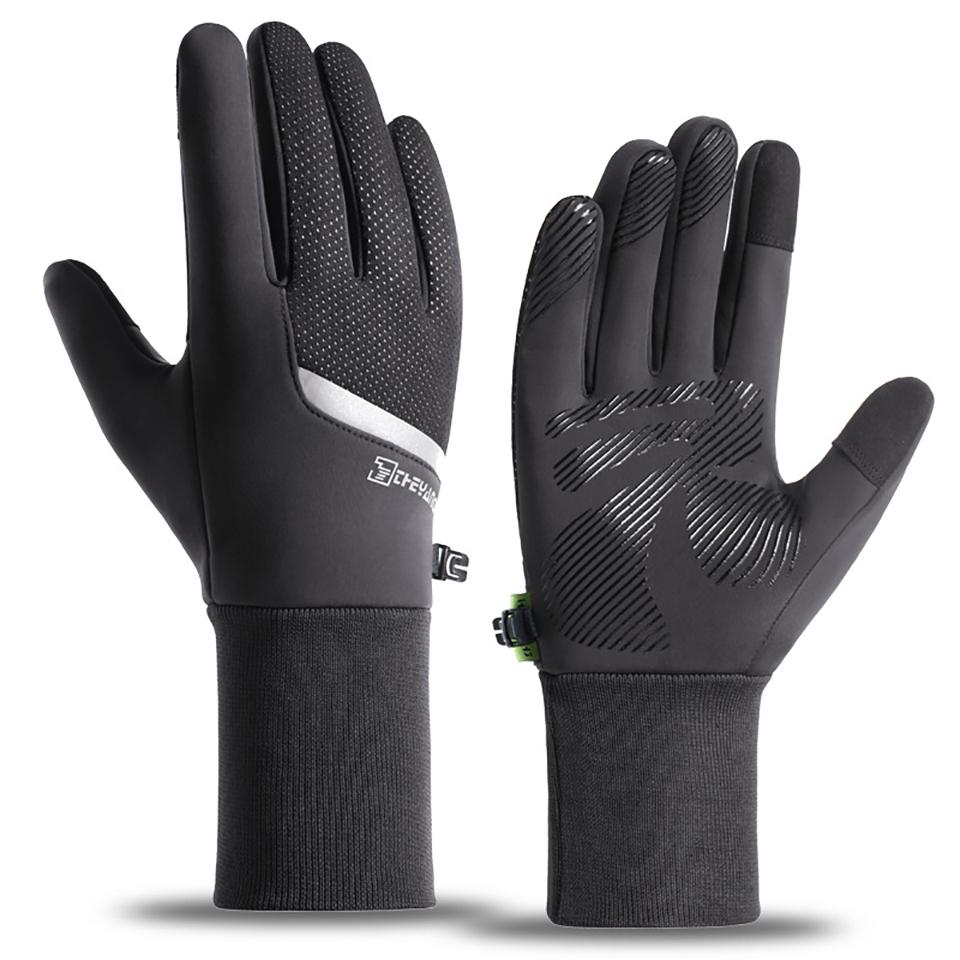 

Gobygo Cycling Gloves Windproof Waterproof Gloves Winter Outdoor Cycling Lengthened Gloves Open Fingers Touch Screen Anti-Slip M