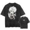 Anime Graphic Print Washed TShirt Oversized Cotton Tshirts Harajuku Harajuku Vintage Trendy T Shirt
