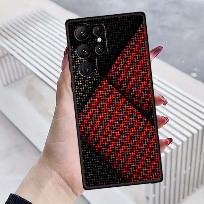 Black carved woven texture Phone Case For Samsung Galaxy S26 S25 S24 S23 S22 S21 S20 Ultra Plus FE 5G Black Soft TPU