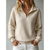 Women S Loose Fit Waffle Solid Color Stand Collar Zip Up Long Sleeve Sweatshirt