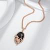 Big Oval Black Stone Pendant Necklace Women Fashion  Rose Gold Color Accessories High Quality Daily Fine Jewelry