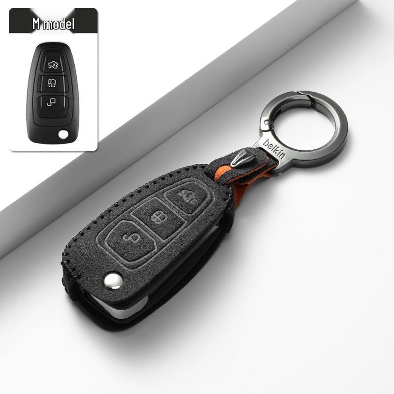 Two-Tone Suede Key Shell for Ford Mondeo, Edge, Explorer, and Focus