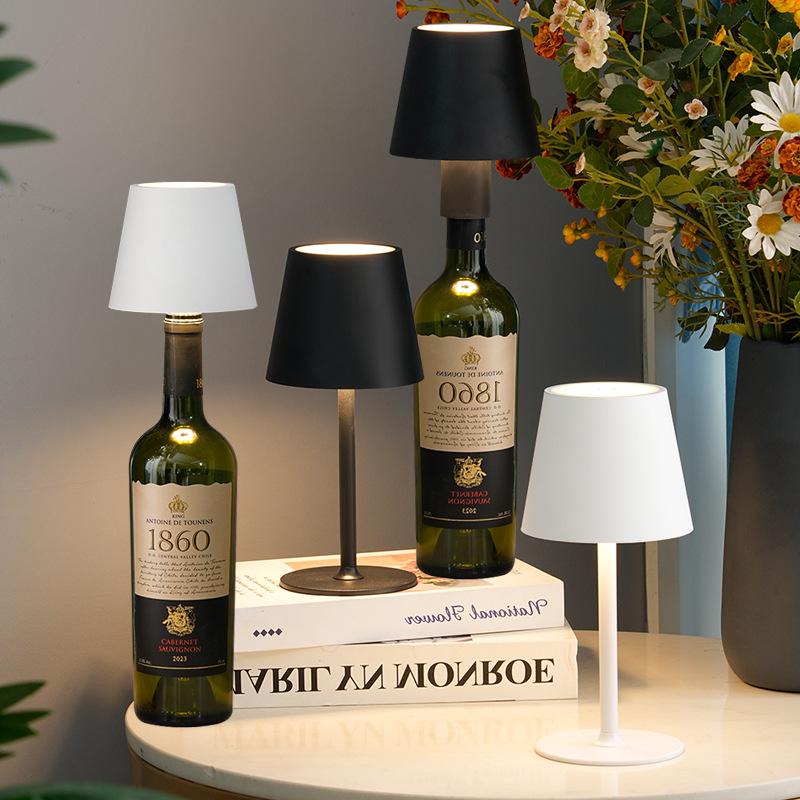 Rechargeable Wine Bottle Table Lamp: Night Light, Bar or Dining Decor, Bedside Lamp, Camping Atmosphere.