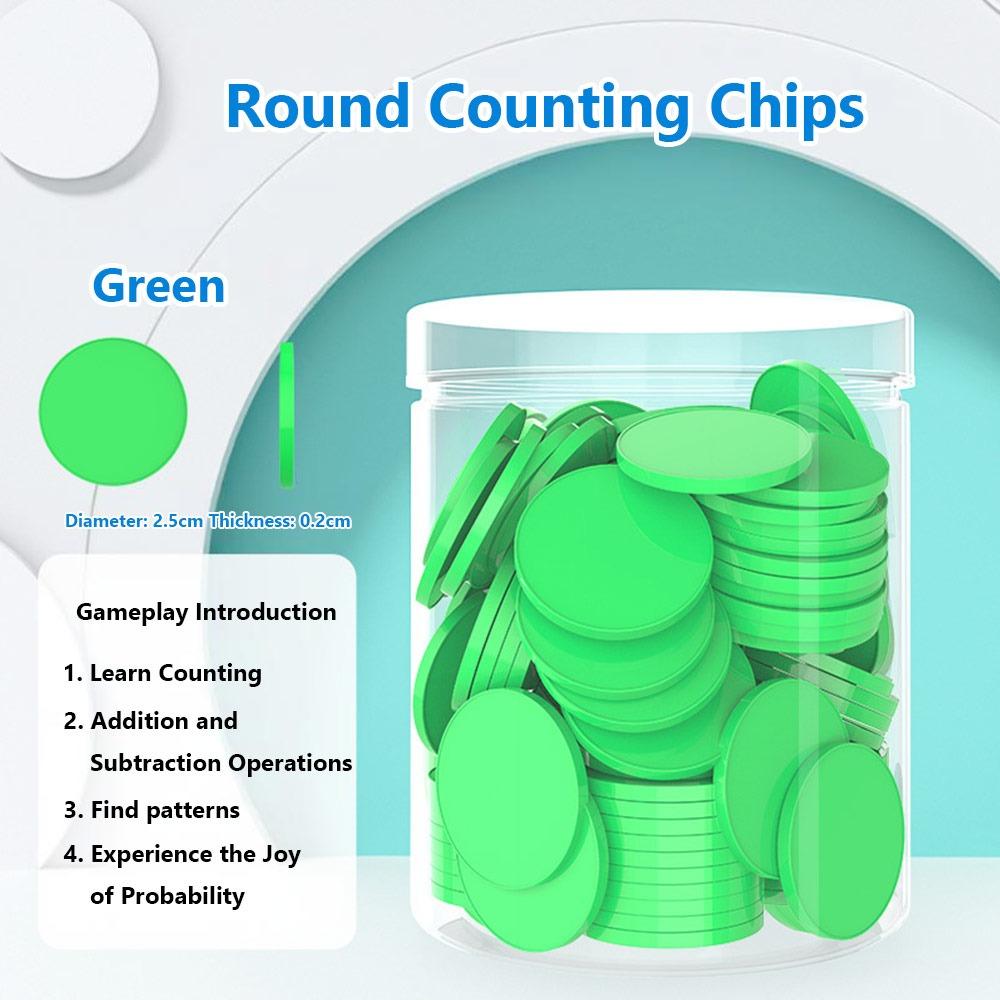 100pcs Plastic Counting Chips Addition Subtraction Operation Board Games Tokens Teaching Tool Colored Round Poker Chips