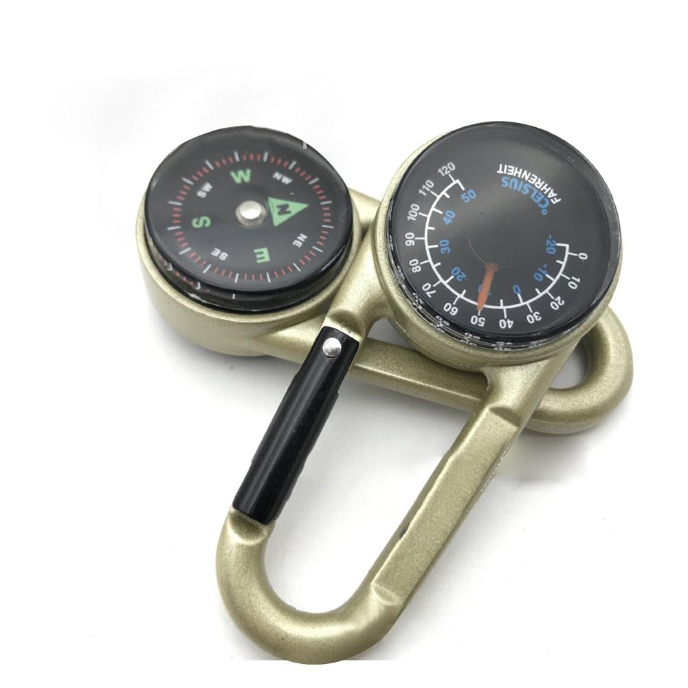 Outdoor Multifunctional Mini Mountain Climbing Buckle Carabiner with Thermometer Compass