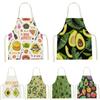 Avocado Burger Pattern Apron Cotton Linen Ladies Home Cooking Cleaning Barbecue Apron Restaurant Sleeveless Apron