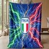 Italy Football Printed Flannel Blanket Skin Friendly Warm Decorative Throw for Indoor Couch Bed Daily Use