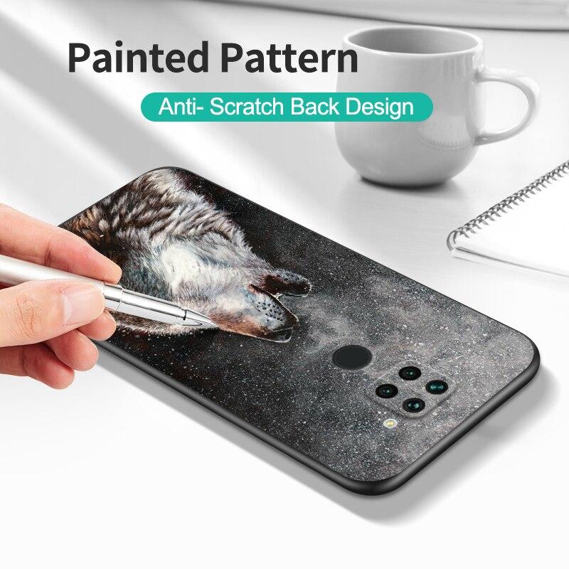 For Xiaomi Redmi Note 9 Global Phone Back Cover  Black Tpu Case Lion Wolf Tiger Dragon