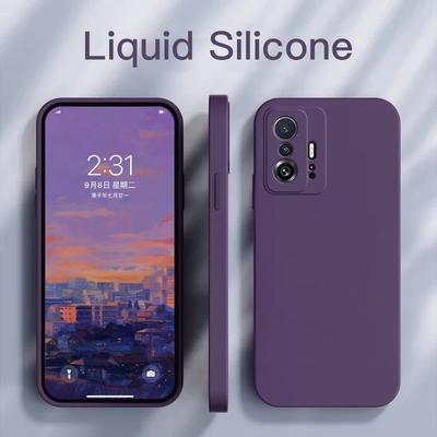 Custodie per telefono in silicone liquido quadrato per Xiaomi Mi11 T 11t Mi11t Pro 12 13T 14 mi 14T pro Custodia morbida per Xiaomi 11t Pro Cover posteriore