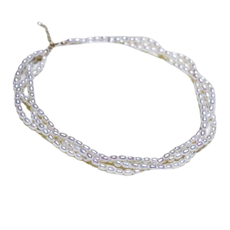 Natural Freshwater Pearl Necklace Female Niche Design Sense Versatile Cold Wind Multi-layer Twist Choker Neck Chain Stacked Wear