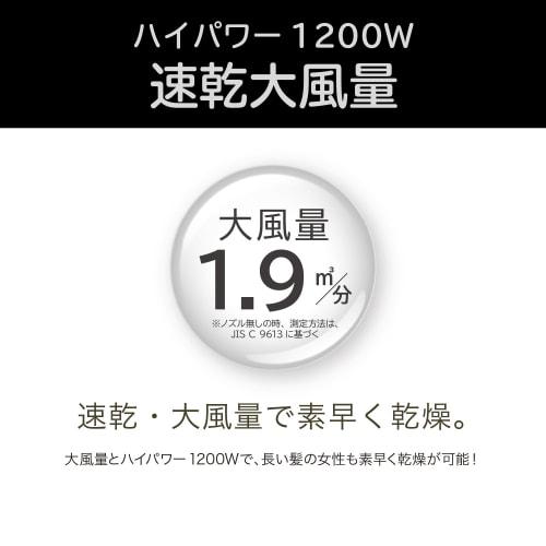 Koizumi Hair Dryer Monochrome Large Air Volume Quick Drying Lightweight Foldable Negative Ion Black KHD-9322/BK