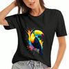 Toucan Ladies Cotton T Shirt,Pure Cotton Premium Print,Durable,Casual Fashion,Exotic Tropical Bird Graphic Tee,Vibrant Blue Toucan Illustration,Stylis