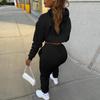 2022 European Women's Plus Velvet Hooded Sweatshirt & Long Pants Vest Set