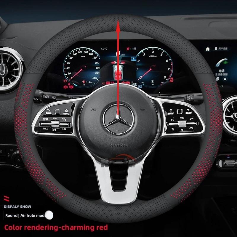 Leather Car Steering Wheel Cover for Mercedes-Benz A-class CLE-class G350 C220 C-class GLB W124 W203 W447 W212 W210 W221 W213 mo00