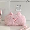Kawaii Milk Cat Plush Pouch Pencil Case Cute Zipper Fluffy Large Capacity Pencil Bag School Stationery Storage Bag Supplies