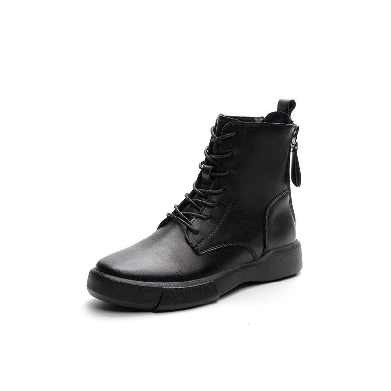 

Обувь больших размеров Ретро Новые Плоские Ботильоны Женская обувь Мягкая подошва Стройнящие ботинки 43 чёрный