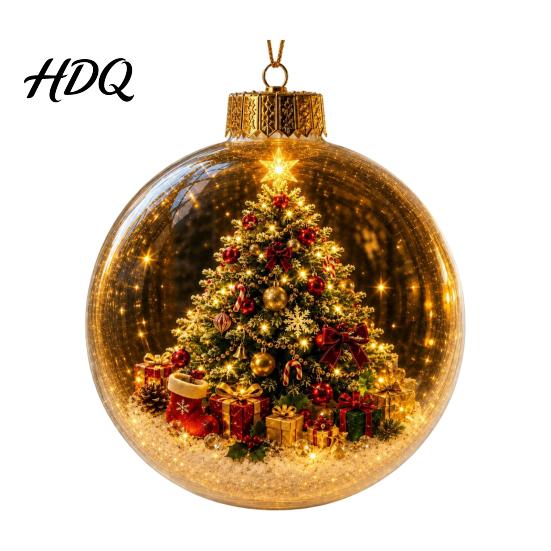 Religious Christmas Souvenir Glowing Ball Ornaments Mini Holiday Scene Light-Up Hanging Clear Holy Season Spiritual Gift Acrylic Decoration with Warm
