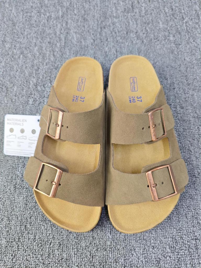 Hot Summer Sandals Vintage Style Unisex Double Buckle Flat Beach Slide Sandals with Cork Insole Casual Comfort Shoes
