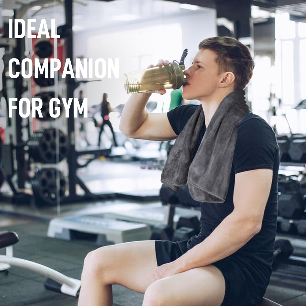 SINLAND Quick-Drying Face Towels, Sports Microfiber Towels, 40cm x 80cm, Set of 3, Gray