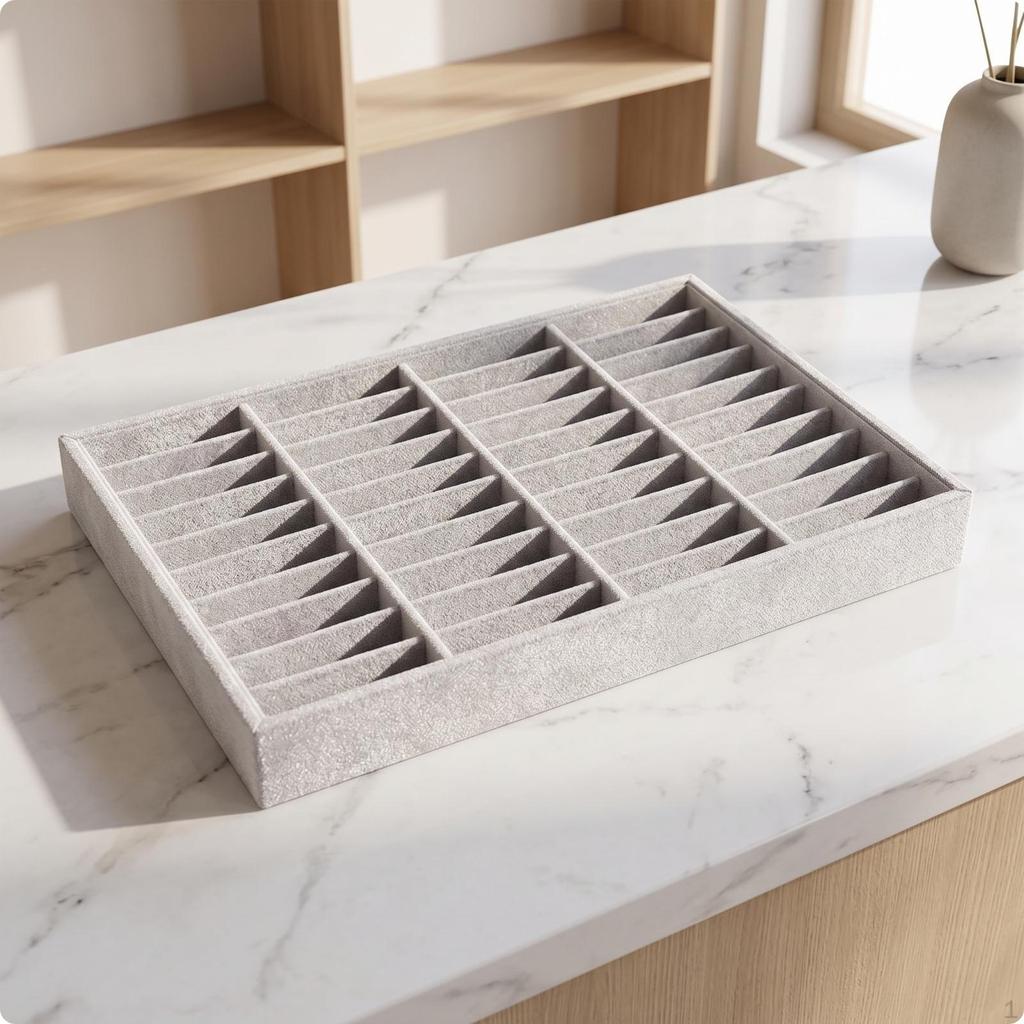 Jewelry Organizer Tray SuedeLike Display OpenTop for Women, Collectors, Drawer,