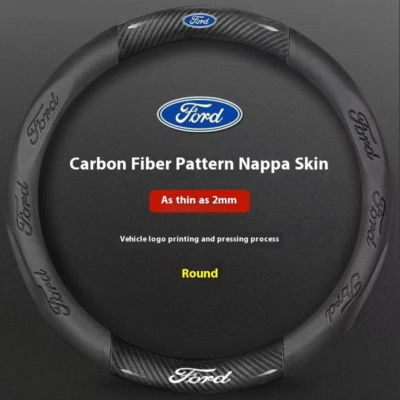 Car 3D Embossing Carbon Fiber Steering Wheel Cover Ford Mondeo F150 Fusion Mustang EXPLORER ESCAPE EDGE Fiesta Focus Kuga Ranger