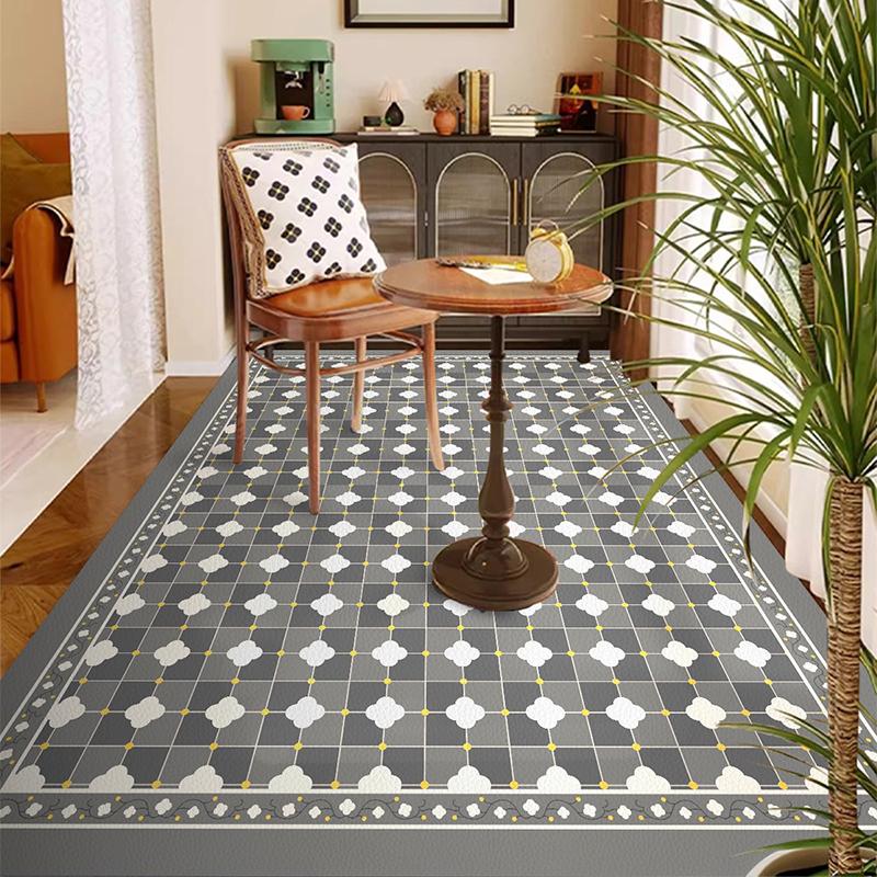Balcony Waterproof Floor Mat Large Size Pvc Leather Anti-slip Carpet American Retro Home Decoration Rug for Kitchen Floor Mat