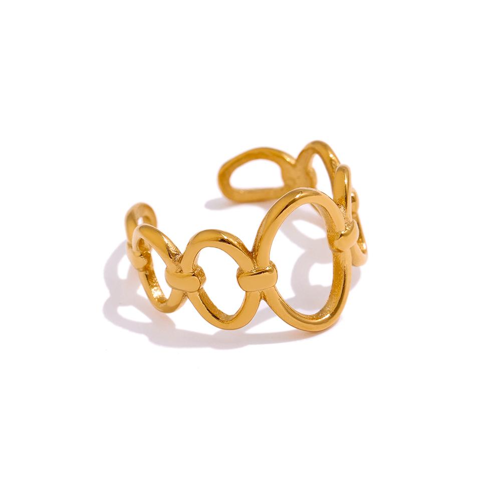 

Yhpup 316L Stainless Steel Chain Ring Statement 18 K Metal Golden Opening Ring for Women Bagues Pour Femme Party Gift New 7