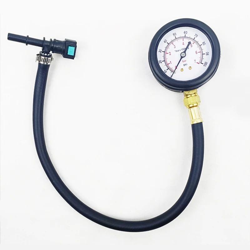 Automobile Fuel System Gasoline Pressure Gauge Motorcycle Car Pressure Tester Tool 0-100PSI 6.3/ 7.89/ 9.49 With Valve