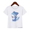 2024 Summer T-Shirt For Kids Funny Sharking With Sharkdog Cartoon Print Children'S Tshirt Boy Clothes White Shortsleeved Tops