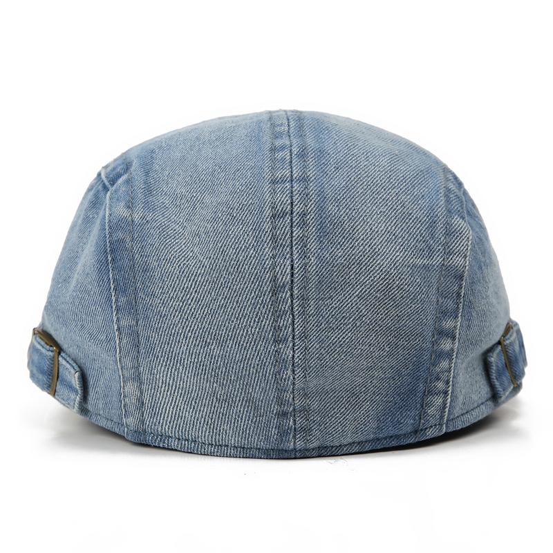 Washed Denim Forward Beret Hat For Women Visors Sun Protection Casual Vintage British Style Cap For Men Gift Latest Summer Blue