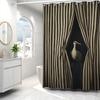 Tenda da Doccia Elegante a Strisce Bianche e Nere con Uccelli Opere d'Arte Divertenti di Animali per Bagno della Cameretta