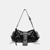 Women's Y2k Punk Vintage Shoulder Purse PU Leather Gothic Rivet Handbag Waist Bag Luxury Black Cross Body Bags with Spikes