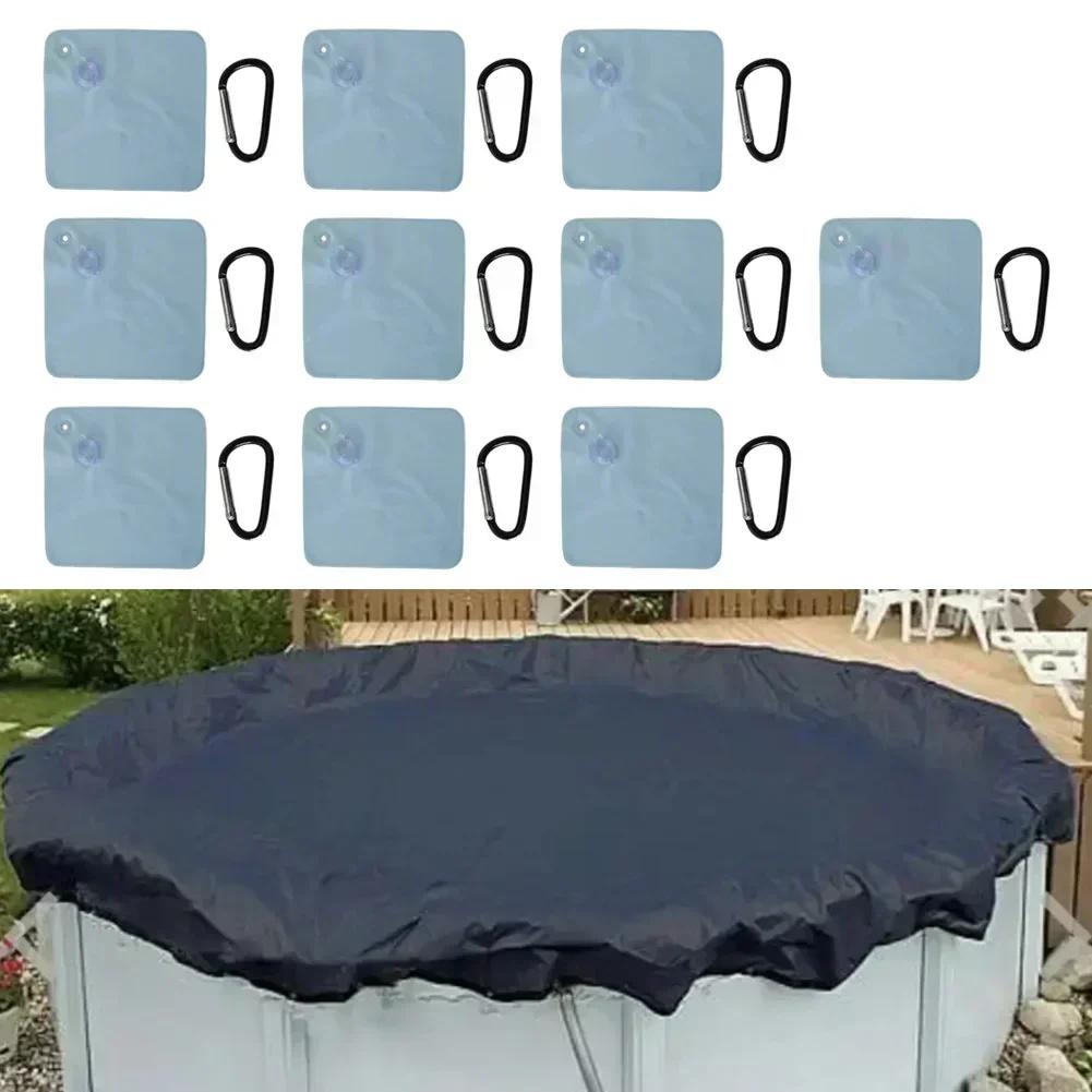 10 Pack Pool Cover Weight Bags Made from PVC with Hook Fasteners for Above Ground Pools Provides Secure Hold for Pool Covers