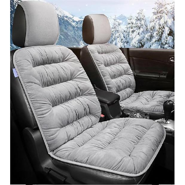 2PCS Car Seat Cushion Luxury Plush Seat Covers for Front Car Seat Bottom+Backrest,Seat Cushion Protector Universal Warm In Winter Works with Sedan