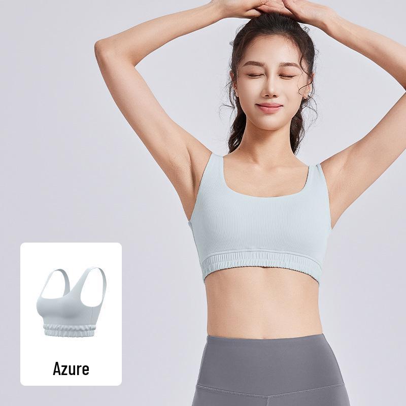 Women's High-Impact Striped Sports Bra - Shockproof, Anti-Exposure, Anti-Side Boob
