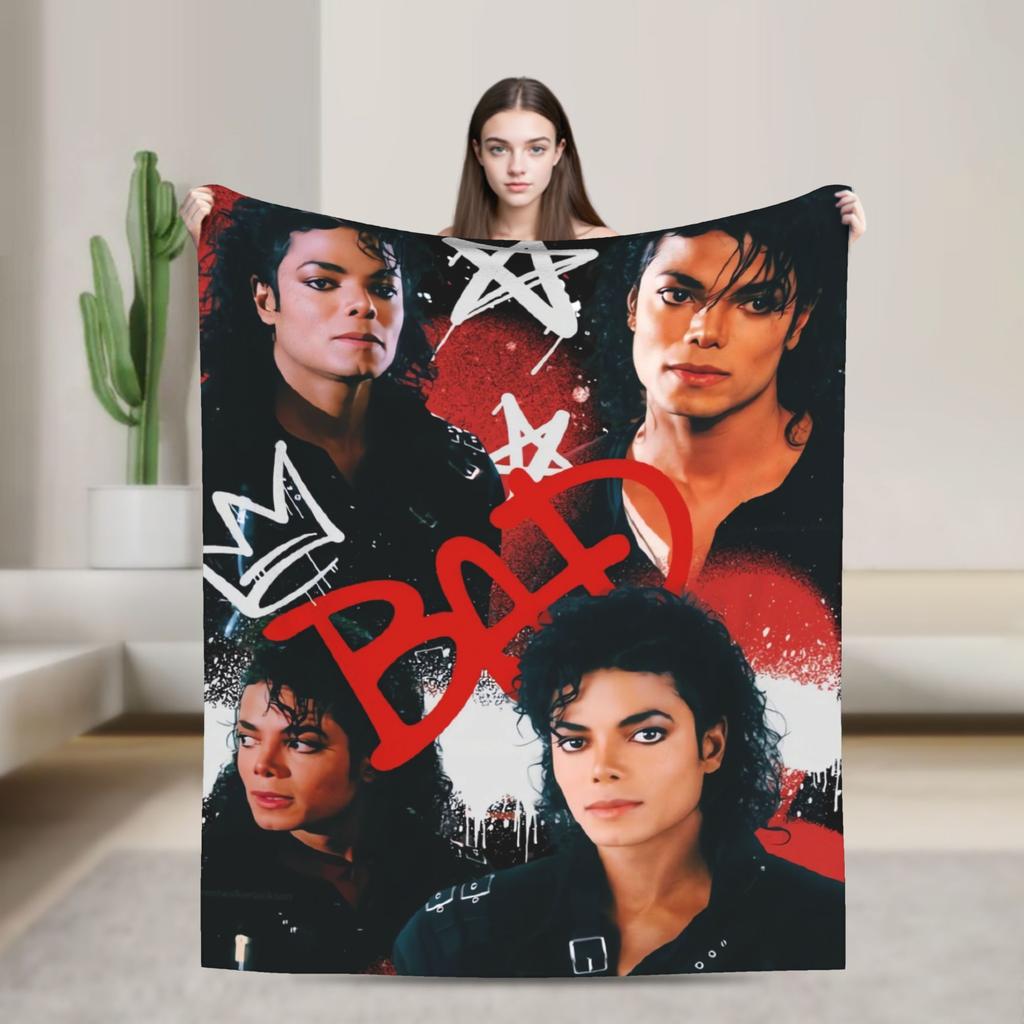 Patriotic Michael Jackson Flag Portrait Blanket Quality Soft Warm Throw Blanket Autumn Camping Bedroom Street Trend Bedspread