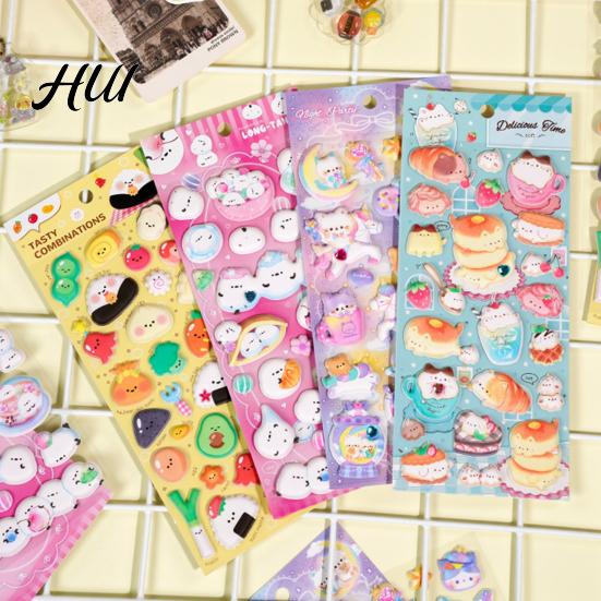 Glow-in-the-dark Stickers 1/4 Sheets Luminous 3D Puffy Sticker Cartoon Cat Food DIY Phone Case Notebook Scrapbooking Decorative Preschool Teacher Boy