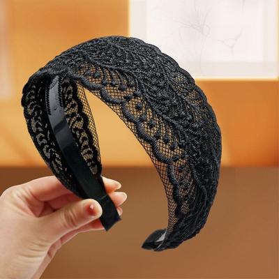 Koreanisch Neu Vintage Spitze Blume Haarreifen Süßes Stirnband Temperament Breite Seite Haarbänder Mädchen Frauen Hohl Rutschfest Kopfschmuck