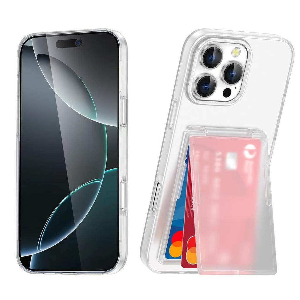 Luxury Fold Mobile Phone Case Card Slot for Iphone 16 15 14 13 12 11 Pro Max Plus Bracket Hard PC Credit Card Bag Cover Case