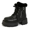 Thick Bottom Motorcycle Winter Boots Women Faux Fur Platform Plush Ankle Boots Woman Outdoor Non-Slip Warm Short Botas Mujer