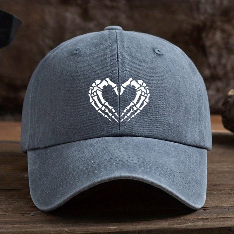 Heart-shaped Skull Hand-printed Baseball Hat Unisex Outdoor Fashion Versatile Peaked Cap Trend