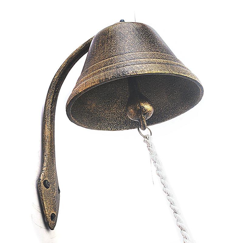 WTEMPO 1PC Retro Iron Door Bell Vintage Wall Hanging Hand-cranked Bell Bar Villa Garden Cafe and Farm Reminding Bell