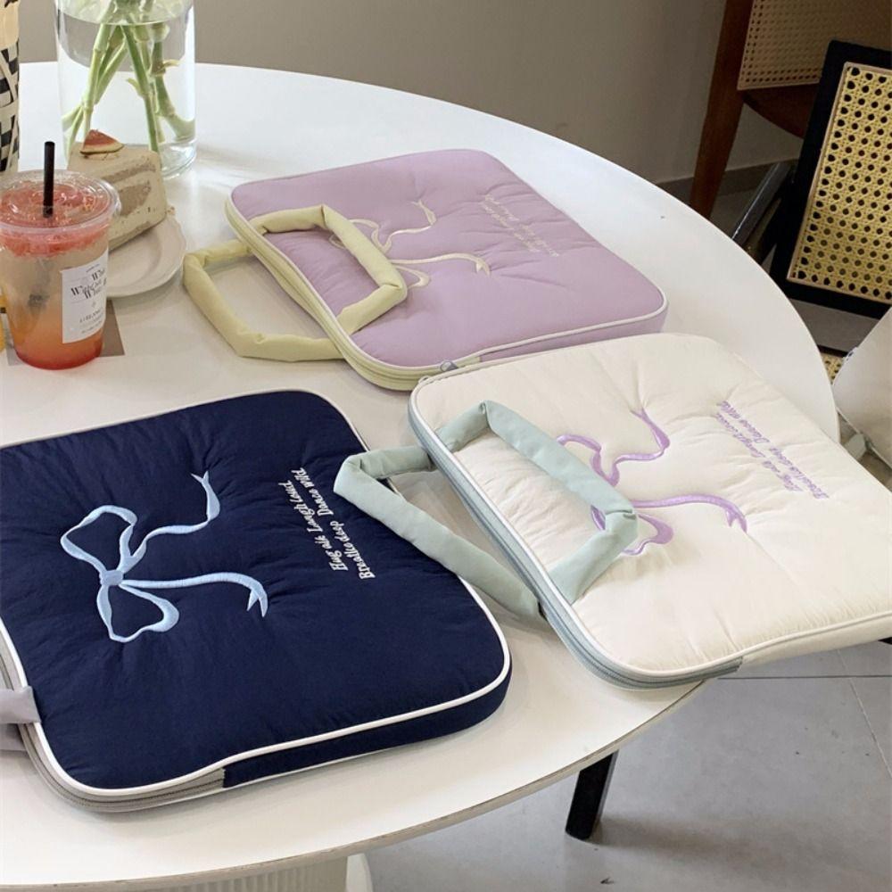 

Puffy Tablet Sleeve Bag Embroidered Computer Storage Bag Tablet Protective Case School purple 11inch