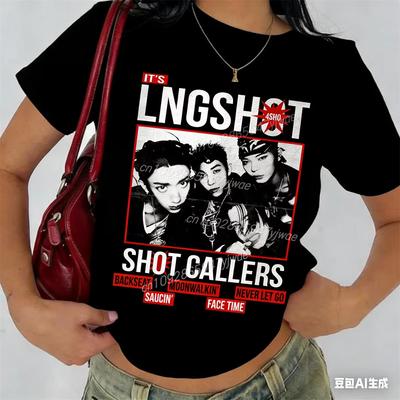 LNGSHOT Portrait Graphic T-Shirt Ohyuan Woojin Louis Ryul Kpop Fashion Retro Fan Shirt Summer Adult High Quality T-shirt