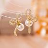 Simple Zircon Butterfly Earrings Light Luxury High-end Stud Earrings Temperament Fashionable Sweet Pearl Earrings Women