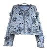 Elegant 3D Floral Embroidery Short Denim Jacket for Women - New 2026 Spring Collection