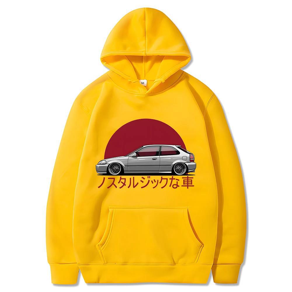 Men Nostalgic Car Hoodie Jdm Comic Printing Tracksuit Print Unisex Streetwear Hip Hop Autumn Winter Fashion Hip Hop Tops